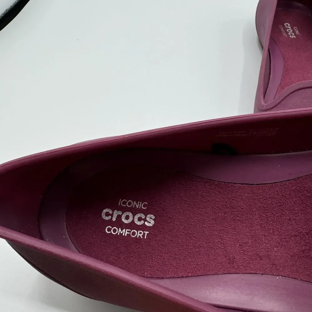 Crocs Eve Ballet Iconic Comfort Pointed Flats Magenta Pink Slip On Size 9 - Picture 7 of 8